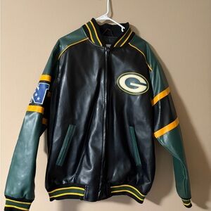 Vintage Green Bay Packers Leather Varsity Jacket